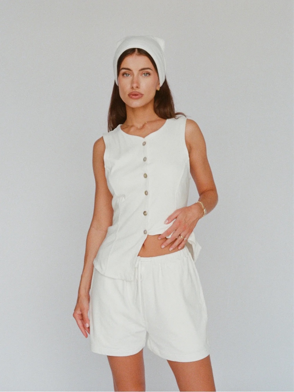 Layere organic cotton linen shorts